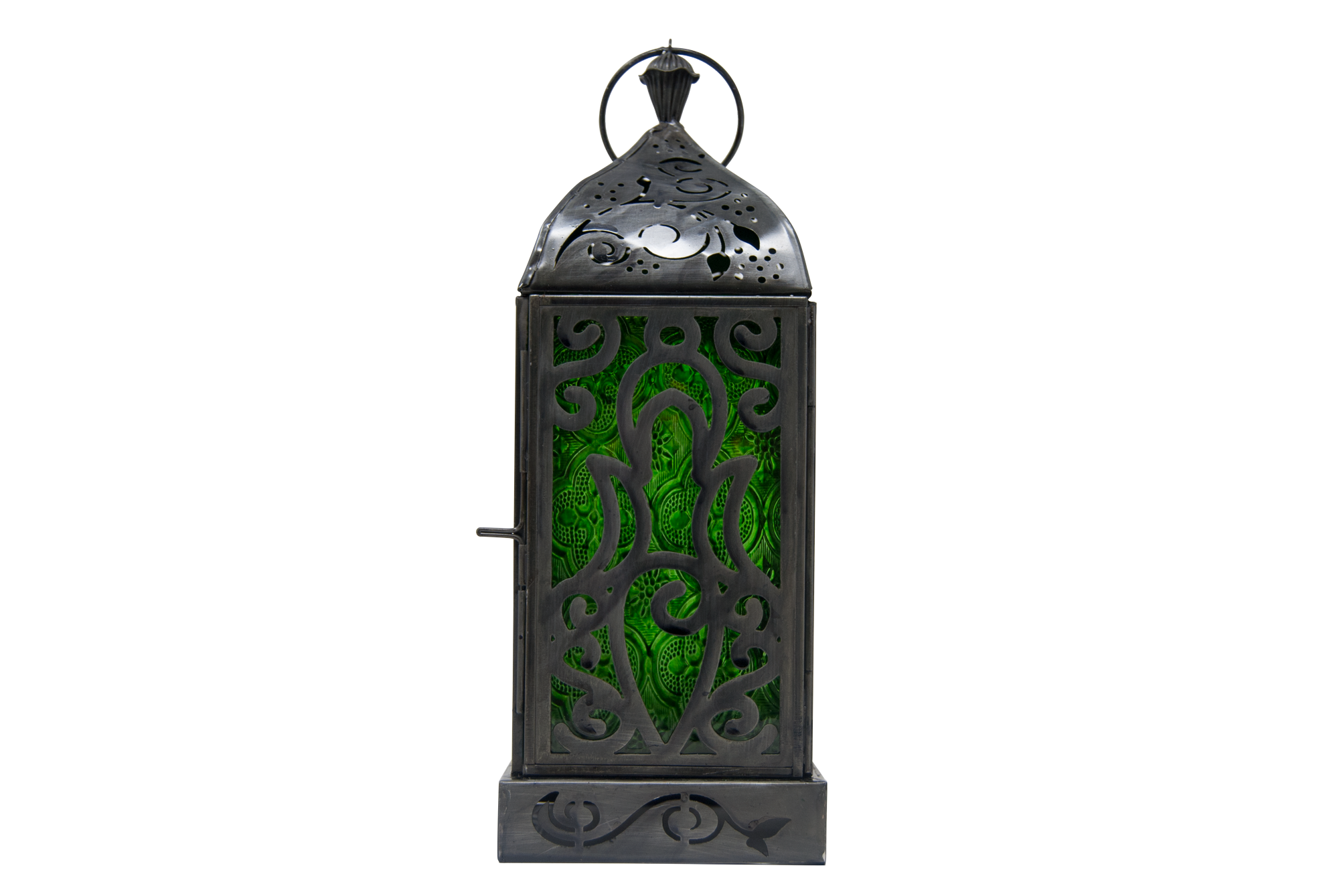 Candle Lantern Goddess Black Antique With Green Windows 4 X 12 Each