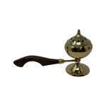 Brass Censer Burner with Wooden Handle, 7" L, 3" D, Each