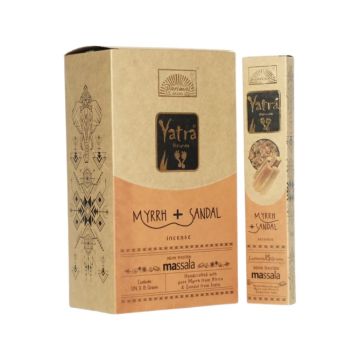 Yatra Natural - Myrrh + Sandal Incense Sticks, 15g x 12 boxes