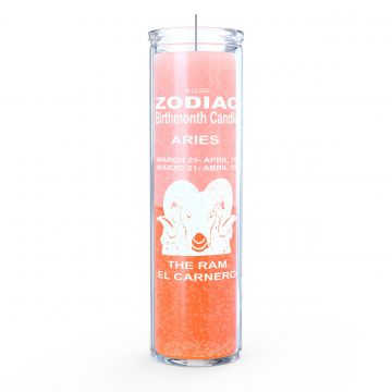 Aries Zodiac 7 Day Candle, Pink/Orange