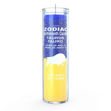 Taurus Zodiac 7 Day Candle, Blue/Yellow