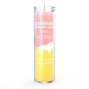 Leo Zodiac 7 Day Candle, Pink/Yellow