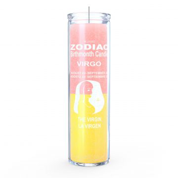 Virgo Zodiac 7 Day Candle, Yellow/Pink