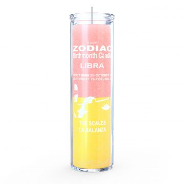 Libra Zodiac 7 Day Candle, Pink/Yellow