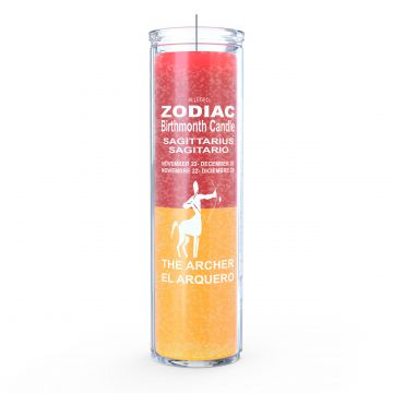 Sagittarius Zodiac 7 Day Candle, Red/Gold