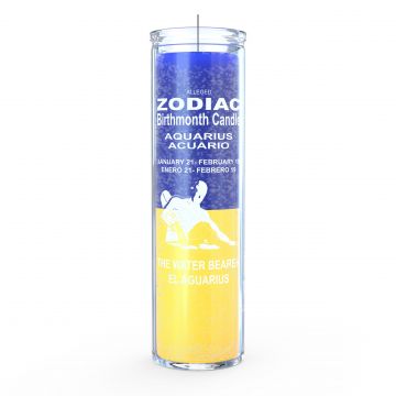 Aquarius Zodiac 7 Day Candle, Blue/Yellow