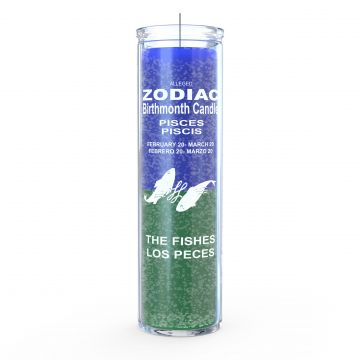 Pisces Zodiac 7 Day Candle, Blue/Green