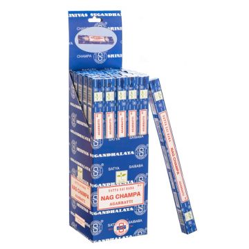 Satya Nag Champa Incense Sticks, 10gm Square Pack x 25 boxes