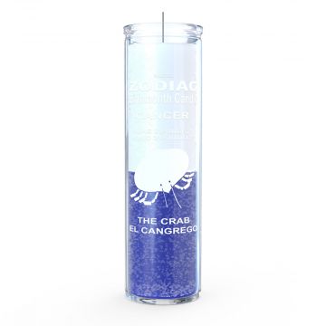 Cancer Zodiac 7 Day Candle, White/Blue