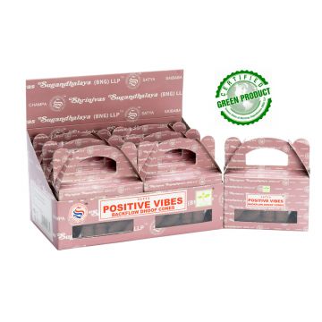 Positive Vibes Incense Backflow Cones, Satya Sai Baba, Display Box 6 packs of 24 cones