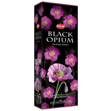 Black Opium Incense Sticks, HEM Hex Pack - 6 Boxes x 20 Sticks