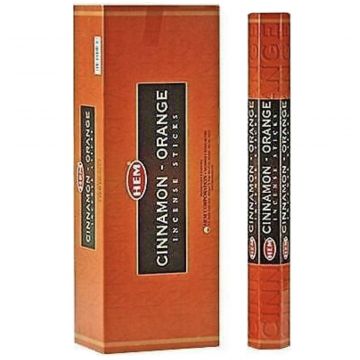 Cinnamon Orange Incense Sticks, HEM Hex Pack - 6 Boxes x 20 Sticks