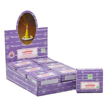 Lavender Incense Cones, Satya Sai Baba, Display Box 12 packs of 12 cones