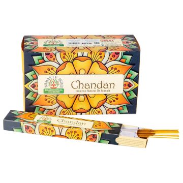 Chandan Incense Sticks, Namaste India - 15 Gram (12 Boxes of Approx 11-13 Sticks)