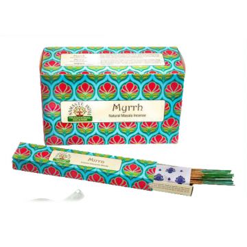 Myrrh Incense Sticks, Namaste India - 15 Gram (12 Boxes of Approx 11-13 Sticks)
