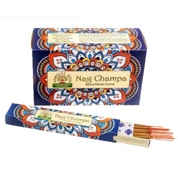 Nag Champa Incense Sticks, Namaste India - 15 Gram (12 Boxes of Approx 11-13 Sticks)