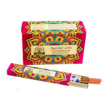 Sandal/Cinnamon Incense Sticks, Namaste India - 15 Gram (12 Boxes of Approx 11-13 Sticks)