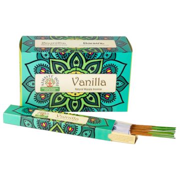 Vanilla Incense Sticks, Namaste India - 15 Gram (12 Boxes of Approx 11-13 Sticks)