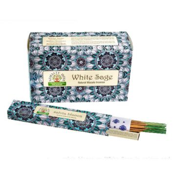 White Sage Incense Sticks, Namaste India - 15 Gram (12 Boxes of Approx 11-13 Sticks)