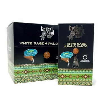 Tribal Soul White Sage & Palo Santo Backflow Incense Cones, 12 Boxes x 10 Cones