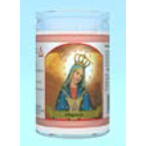Our Lady of Altagracia Labeled 50 Hour Candle White