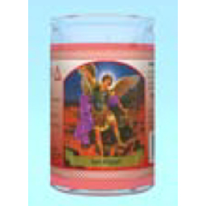 St. Michael Labeled 50 Hour Candle Red