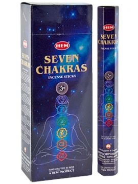 7 Chakras Incense Sticks, HEM Hex Pack - 6 Boxes x 20 Sticks