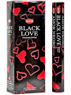 Black Love Incense Sticks, HEM Hex Pack - 6 Boxes x 20 Sticks