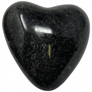 Obsidian Polished Heart Stone 1-1/2" x 1-1/2", Silver Sheen, Each