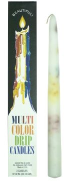 Multi-Color Drip Taper Candles, (Pack of 2)