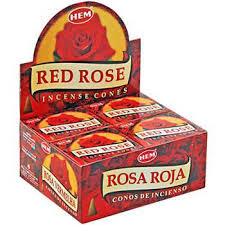 Red Rose Incense Cones, HEM, Box/12
