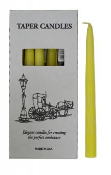 Yellow Taper Candles 10", Box of 12