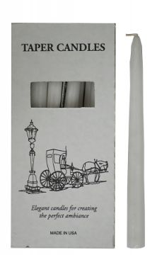 White Taper Candles 10", Box of 12