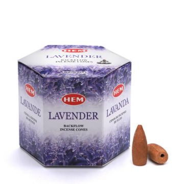 Lavender Backflow Incense Cones, HEM, Box/12