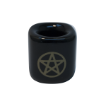 Black Ceramic With Gold Pentacle Chime Candle Holder 1/2", Pack of 5