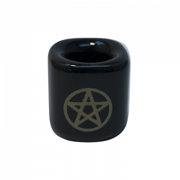 Black Ceramic With Gold Pentacle Chime Candle Holder 1/2", Pack of 5