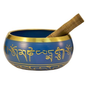 Blue Tibetan Singing Bowl, Machined, 4"D