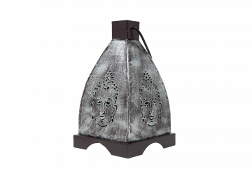 Candle Lantern - Buddha, Rustic Silver 4.5" x 8", (MP-2030) Each