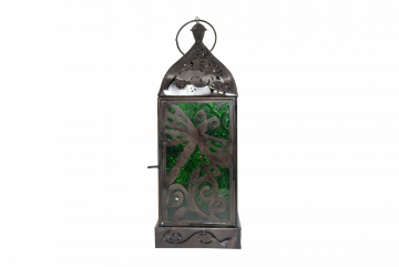 Candle Lantern - Dragonfly, Black Antique with Green Windows 4" x 11", (MP-2019) Each