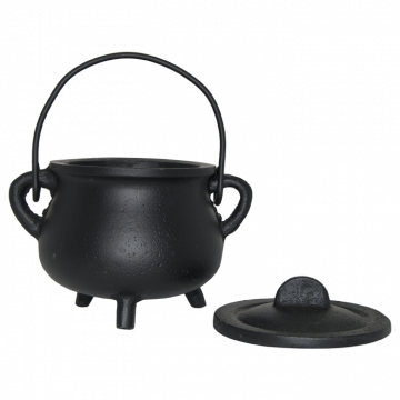 Cast Iron Pot Belly Cauldron w/ Lid 4.5" Plain