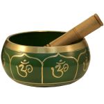 Green Om Tibetan Singing Bowl, Machined, 6"D