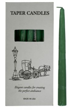 Green Taper Candles 10", Box of 12