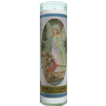 Guardian Angel Labeled 7 Day Candle, White