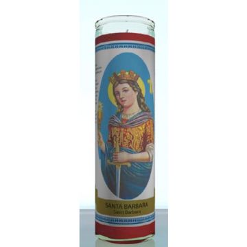 St. Barbara Labeled 7 Day Candle, Red