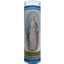 Miraculous Mother (Milagrosa) Labeled 7 Day Candle, Blue