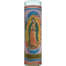 Virgin Guadalupe Labeled 7 Day Candle, Pink