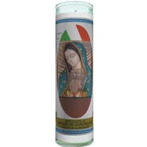 Our Lady of Guadalupe Replica Labeled 7 Day Candle, White