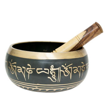 Black Tibetan Singing Bowl, Machined, 4"D