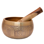 Gold Tibetan Singing Bowl, Machined, 6"D