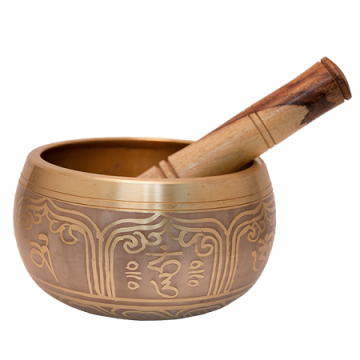 Gold Tibetan Singing Bowl, Machined, 4"D